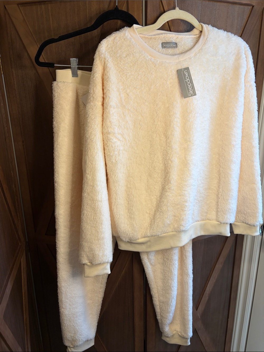 SLEEPDOWN Cream Teddy Fleece Lounge Set NWT Matching Tracksuit Pyjamas SIZE MED